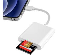 Lector de tarjetas de memoria 2 en 1 con doble ranura, certificado por Apple MFi. Transfiere rápidamente fotos y vídeos para iPhone/iPad. Adaptador
