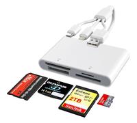 Lector de tarjetas de memoria 4 en 1 con Lightning, USB-C y USB-A