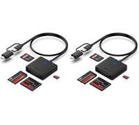 Lector de Tarjetas de Memoria, BENFEI 4 en 1 USB-C a Micro SD MS CF Adaptador Compatible con iPhone 15 Pro/MAX, MacBook Pro/Air 2023, iPad Pro, iMac, Surface Book 3 y más (Paquete de 2)