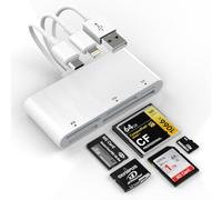 Lector de tarjetas de memoria múltiple 5 en 1, adaptador tipo Lightning C-USB A para SD/TF/CF/Micro SD/XD/MS, lector de tarjetas OTG de alta velocidad para iPhone/iPad/Android/MacBook/PC