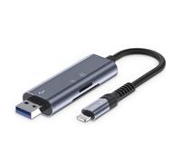 Lector de tarjetas de memoria SD/Micro SD con conector Lightning/USB-A para iPhone - Gris
