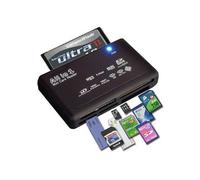 Lector de tarjetas de memoria USB 2.0, color negro, diseño compacto, compatible con tarjetas Mini SD, SDHC y CF.