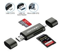 Lector de Tarjetas Vention CCJH0 USB 2.0/USB-C/Micro Aleación Aluminio 256GB Gris