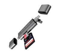 ICY BOX USB OTG Card Reader Stick para Android Smartphone y Tablet, SD y Micro SD, 3 Puertos USB (USB-C, USB-A, Micro USB), Externo, Gris