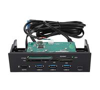 Lector de Tarjetas Interno Multifuncional, Lector de Tarjetas USB 3.0 de 5,25 Pulgadas Tablero de Instrumentos Panel Frontal de PC USB 3.1 USB 3.0 de Tipo C con 6 Ranuras para Tarjetas