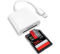 Lector de Tarjetas Lightning a SD 2 en 1 para iPhone, [Certificado Apple MFi] Doble Ranura Micro SD TF Trail Game Camera Adaptador de Lector de Tarjetas de Memoria, Transferencia rápida de Fotos y