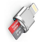 Lector de tarjetas micro SD para iPhone iPad, [certificado MFi] Lightning a lector de tarjetas Micro SD/TF, adaptador de lectura de tarjetas de memoria para iPhone 14/13/12/Pro/11/X/XR/Max/8