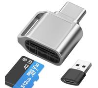 Lector de Tarjetas Micro SD USB C, Adaptador Tarjetas de Memoria TF con Adaptador USB C a USB y Llavero, Compatible con Portátiles, MacBook, iPhone 17/16/15, Galaxy S25 S24 S23 A56 A16 A36, iPad