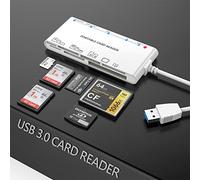 Lector de tarjetas múltiples USB3.0, SD/TF/CF/Micro SD/XD/MS (5 Gbps) memoria 7 en 1/Adaptador/Hub para SD, CF, Micro SD, SDXC, Micro SDHC, Micro SDXC, MS Card,Windows/Mac OS/Android/Linux