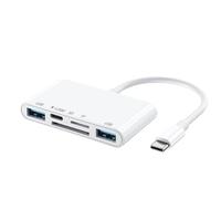 Lector de tarjetas profesional y concentradores USB C que ofrecen PD15W de carga rápida doble puerto USB A para creación de contenido tipo C a lector TF