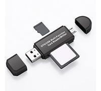 Lector de Tarjetas SD 2 en 1 Lector de Tarjetas de Memoria Portátil USB 2.0 Adaptador Micro USB OTG Lector de Tarjetas SD para SDXC, SDHC, SD, MMC, RS MMC, Micro Storage Card, Memory Card, UHS(Negro)
