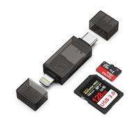 Lector de tarjetas SD 2 en 1 para iPhone, adaptador Lightning a USB C SD lector de tarjetas de memoria para SD/Micro SD/TF/SDHC/SDXC, para iPhone 17 16 15 14 13 12 11 Series Android Samsung, ordenador