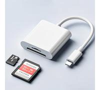 Lector de tarjetas SD 2 en 1 para iPhone, iPad, adaptador de tarjetas de memoria microSD a Lightning con ranuras SD y TF, visor de tarjetas de cámara, Plug and Play