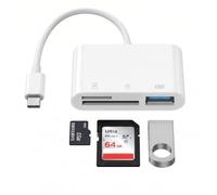 Lector de Tarjetas SD 3 en 1 Tipo C, Adaptador Lector de Tarjetas Micro SD USB C con USB 3.0 OTG y Doble Ranura, para Viaje/Oficina/Hogar, Compatible con iPhone 15/16/17, iPad, MacBook, Galaxy