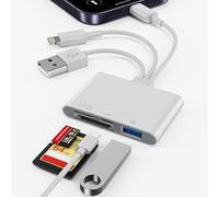 Lector de tarjetas SD 4 en 1 para iPhone/iPad/Mac, lector de tarjetas de memoria USB-C/Lightning/USB-A, transferencia de fotos de cámara digital SD/TF a teléfono, adaptador OTG USB multipuerto
