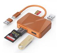 Lector de tarjetas SD, adaptador de tarjeta USB-C y USB 5 en 1 con puertos SD/MicroSD/MS y dos puertos USB-A, lector de tarjetas de memoria para iPhone 17/16/15 Pro Max, iPad MacBook Pro/Air M4/M3