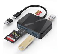 Lector de tarjetas SD, adaptador de tarjeta USB-C y USB 5 en 1 con puertos SD/MicroSD/MS y dos puertos USB-A, lector de tarjetas de memoria para iPhone 17/16/15 Pro Max, iPad MacBook Pro/Air M4/M3