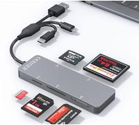 Lector de Tarjetas SD Adaptador Memory Stick Pro Duo para iPhone - 5 en 1 XD/TF/MS/CF/SD Lector de Tarjetas de Memoria Múltiple para PC/Android/Lightning, Adaptador de Tarjeta de Micro SD/SDHC/XD