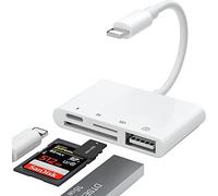 Lector de Tarjetas SD iPhone, 4 en 1 Adaptador Tarjeta SD iPhone Carga y Lectura Simultáneas TF/Cámara, Lector Tarjetas SD para iPhone 14/13/12/11/Pad