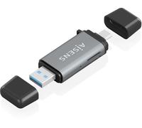 AISENS - Lector De Tarjetas SD, Micro SD, MMC, Rs-MMC, MMC Micro, USB-A y USB-C, Gris - ASCR-2AC11-GR