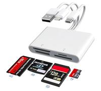 Lector de Tarjetas SD/Micro SD para iPhone, 3 Conectores (USB+USB-C+Lightning) Lector Memory Stick Pro Duo Múltiple para SD/Micro SD/MS/XD, Adaptador Tarjeta XD para iPhone/Pad/MacBook/Samsung/Android