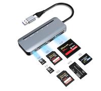 Lector de Tarjetas SD Múltiples, 7 en 1 USB3.0 USB-C Doble Conector Lector Tarjetas de Memoria de Adaptador Concentrador para SD/TF/MS/XD/CF, Memory Stick Pro Duo Adaptador para SDXC, SDHC, SD, MMC