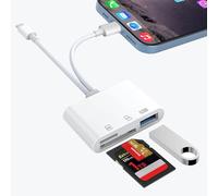 Lector de Tarjetas SD para i-Phone/i-Pad, 3 en 2 Adaptador Tarjeta SD USB C a SD/TF/USB, Lector Tarjetas Compatible con para i-Phone15/MacBook/Samsung