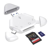 Lector de tarjetas SD para iPhone, Triángulo USB C a Micro SD TF Lector de tarjetas de memoria para iPad MacBook Pro/Air, adaptador portátil de cámara de caza con función OTG para PC y smartphones