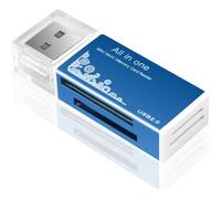 Lector de tarjetas SD todo en uno de aluminio USB 2.0 Mini, adaptador lector/grabador de memoria con múltiples 4 ranuras