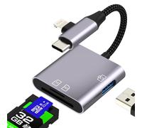 Lector de tarjetas SD USB Adaptador para iPhone 17 16 15 14 13 Pro Max USB C Lightning a Micro SD Card Reader para Apple MacBook para iPad Compatible con Samsung S26 Accesorio de fotos Cle Flash 3.0
