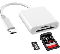 Lector de Tarjetas SD USB C, 2 en 1 Adaptador de Tarjetas SD Tipo C con SD/Micro SD, Lector de Tarjetas de Memoria para iPhone 15, Mac, iPad Pro Air 2020/2021, Galaxy S21/S22/S23, Xiaomi