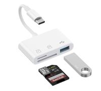 Lector de Tarjetas SD USB C, 3 en 1 Lector de Tarjetas con SD, TF y USB, Tipo C OTG Adaptador Tarjetas de Memoria Card Reader, para iPhone 15/16/17 Pro MAX/Pro/Plus/iPad/MacBook/Mac (USB C-3 EN 1)