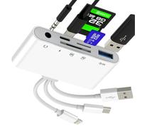 Lector de tarjetas SD USB C Adaptador Hub de Lightning Jack a Micro SD para iPhone 17 16 15 14 13 Pro Max para Apple Cle Accesorios Cable Puerto Thunderbolt OTG 3.0 Cargador Multipuerto Compacto para