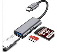 Lector de Tarjetas SD USB C, Adaptador Tarjeta Micro SD a Tipo C y USB 3.0, SD Card Reader para SDHC/SDXC, Compatible con iPhone 16 15 Pro Max, MacBook, iPad, Galaxy S25 S24, Android, Windows, MacOS