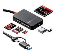 Lector de Tarjetas SD, USB C USB3.0 Card Reader Múltiples 6-en-1 para SD/microSD/Compact Flash/Memory Stick/TF, Compatible con Windows Mac Linux Chrome OS, 5Gbps Hot Swap con Luces LED de Control