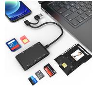 Lector de tarjetas USB-C 7 en 1: SIM, SD, TF, MS Pro Duo, M2, ID/IC, PIV + CAC; compatible con iPhone 16/15, iPad, PC, Windows y Linux.