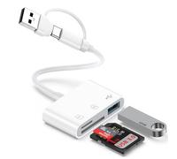 Lector de tarjetas USB C a USB SD para Samsung Galaxy S25 Ultra/S24/S23/S22/S21/S20 USB 3.0 lector de tarjetas micro SD 3 en 1, adaptador de tarjeta de cámara de memoria para iPhone 17 Pro Max/17/16