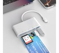 Lector de tarjetas USB-C CAC para iPhone, 5 en 1, lector de tarjetas con ranura SD+TF+tarjeta inteligente+USB OTG+puerto USB-C, DOD Militar USBC Common Access CAC Smart ID Lector de tarjetas para