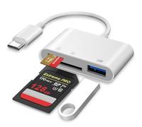 Lector de tarjetas USB C SD, adaptador de tarjeta de memoria Micro TF con puerto USB A para iPhone 15 16/iPad/Mac/Laptop tipo C a cámara lector de tarjetas convertidor para iMac, iPad Pro Air Mini