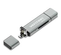 Lector de Tarjetas Vention CCJH0 USB 2.0/USB-C/Micro Aleación Aluminio 256GB Gris