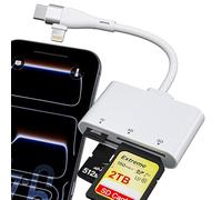 Lector de Tarjetas XD USB C y Lightning para iPhone/iPad, Lector de Tarjetas SD 3 en 1 para iPhone 17/16/15/14-6/iPad/MacBook/Android - Adaptador de Tarjetas XD para XD/SD/MicroSD, Plug & Play