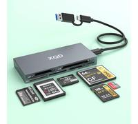 Lector de tarjetas XQD 6 en 2, lector de tarjetas de memoria para tarjetas XQD (Sony G/M/Lexar 2933x/1400x) SD/XD/CF/MS/TF, lector de tarjetas de memoria de 10 Gbps con puertos USB-C y USB-A para