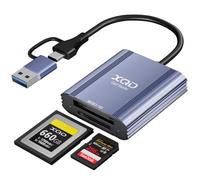 Lector de tarjetas XQD - Adaptador de tarjeta de memoria SD 2 en 1 con USB-C/USB-A, lector XQD de aluminio de 5 Gbps para iPhone 17/16/15, Windows/MacOS/Android, Sony G/M Series, Lexar 2933x/1400x