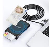 Lector Militar de Smart Card con NFC - Doble Interfaz de Contacto y sin Contacto, USB-A/USB-C CAC Reader para Tarjetas IC/ID/PIV/bancarias y de crédito, Compatible con Windows, Mac, Linux y Android