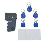 Lector RFID de 125 kHz, copiadora RFID de mano, lector RFID para tarjetas de identificación y ocultas de 125 kHz (con 5 llaveros T5577 y 5 tarjetas RFID T5577)