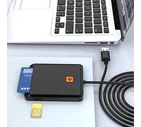 Lector Smart Card lector tarjeta sanitaria, SIM lector de tarjetas soporte CAC de acceso público militar/tarjeta de identidad/tarjeta de chip IC bank/lector de tarjetas SIM compatible con Windows,