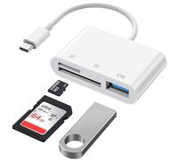 Lector Tarjetas SD USB C,3 EN 1 Lector de Tarjetas SD/Micro sd Blanco USB C sd Card Reader,Adaptador sd a Tipo C para iPhone 17 16 15 Pro Plus Pro MAX Mac Macbook Air iPad Galaxy S25 S24,Huawei,Xiaomi