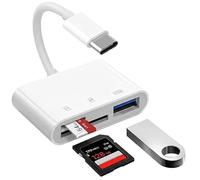 Lector Tarjetas SD USB C para iPhone 15 16 17,iPad Pro/Mini/Air, MacBook Air/Pro,Samsung, 3-in-1 Adaptador de Tarjetas Micro SD/SDXC/SDHC,USB OTG Ranura Leitor Cartao SD Card Reader Plug and Play