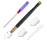 Lectorias Aleación Metálica Cortador de Vidrio, Cortadora para Ventana Grueso, Juego Profesional de Cortavidrios, Herramienta Corte, Glass Cutter Diamante Estilo Con Alimentador de Aceite