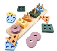 Lectorias Juguetes Sensoriales Montessori, Juegos educativos para Actividades y Desarrollo, Juegos Apilar y Clasificar de Formas y Colores de Madera, para Regalos Niña y Niño de 1 2 3 Años